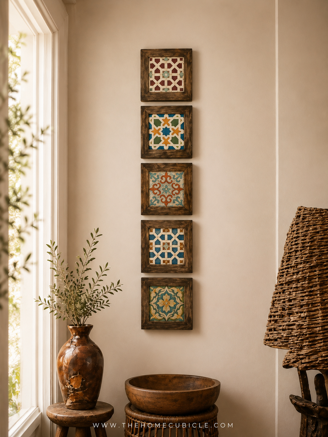 Wall Collage of Wooden and Ceramics Wall frames for Wall Decor (5 frames set)