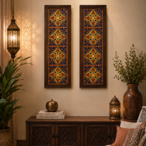 Set of two Wall Collage of Wooden and Ceramics frames for Wall Decor (2 frame set)