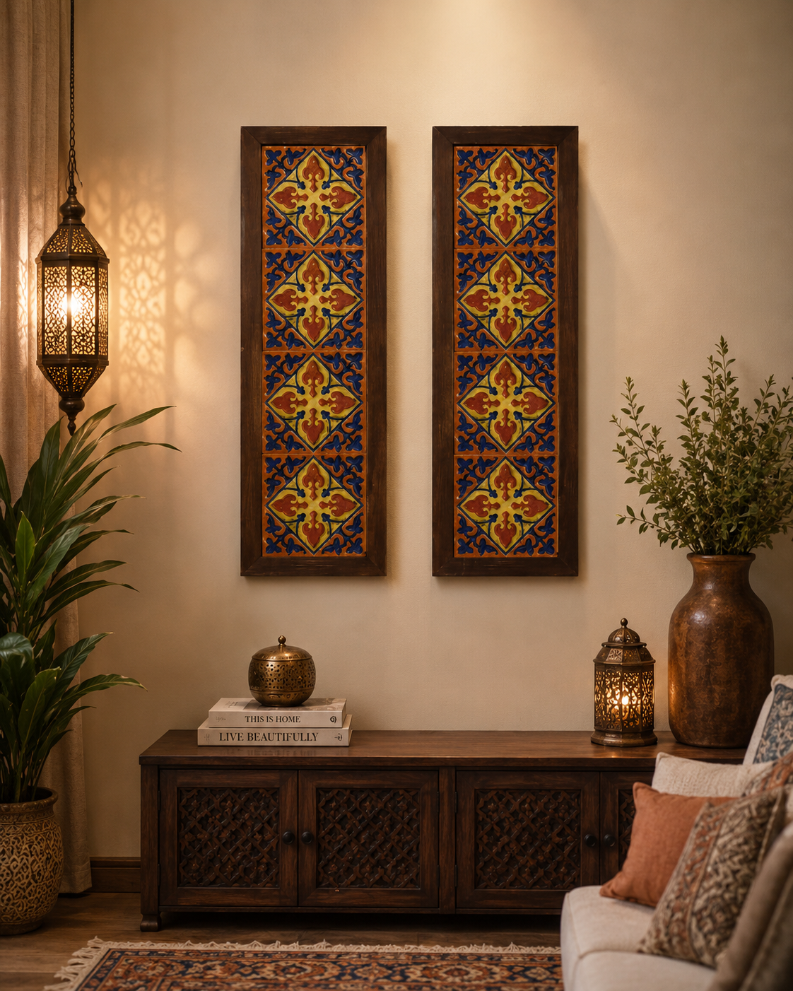 Set of two Wall Collage of Wooden and Ceramics frames for Wall Decor (2 frame set)