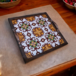 Vintage inspired Traditional Tile Wooden Serving Tray, Handcrafted Rustic Wooden serving tray
