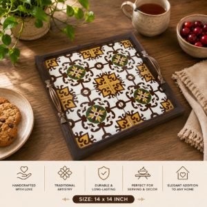 Table Tile Trays, Traditional Trays and Platters Tags: Custom Wooden Tray, Decorative Serving Tray, Handcrafted Tray, Handmade Wooden Tray, Rustic Kitchen Decor, Rustic Serving Tray, Tile Art Tray, Traditional Craftsmanship, Unique Gift Idea, Wooden Tile Tray