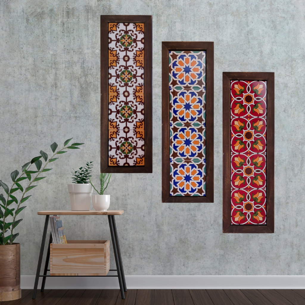 Wooden Ceramic Wall Collage frames for traditional wall decor and home decor_Pakistani hand made products