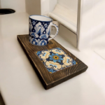 coffee mug, table, Unique Gift Idea, Unique Serving Tray, Wooden coffee tray