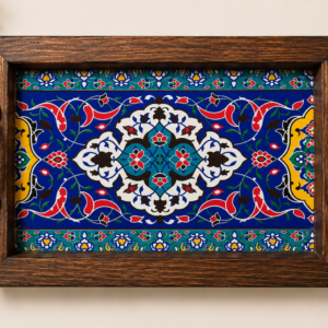 Handcrafted Wooden Tile Tray – Rustic Serving Tray for Coffee, Tea, and Home Deco