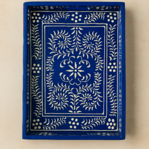 Blue Intricate pattern Handpainted tray Table decor idea