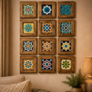 Wall Collage of Wooden and Ceramics Wall Decor Frames for Wall Decor (complete set)