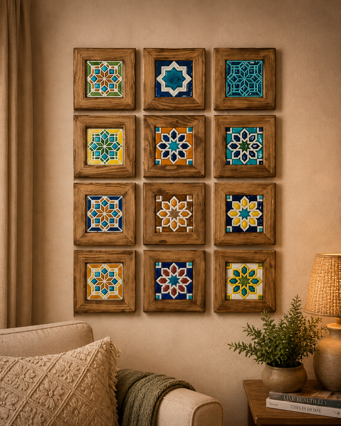Wall Collage of Wooden and Ceramics Wall Decor Frames for Wall Decor (complete set)