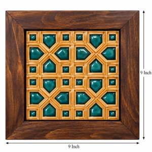 Handcrafted Ceramic Tile Wooden Wall Frame – 9×9 Inch | Traditional Wall Décor