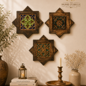 Wall Collage of Wooden and Ceramics Wall frames for Wall Decor ( 3 frames set)