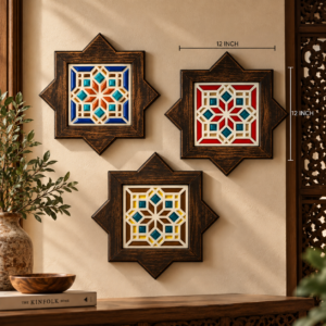 Wall Collage of Wooden and Ceramics Wall frames for Wall Decor ( 3 frames set)