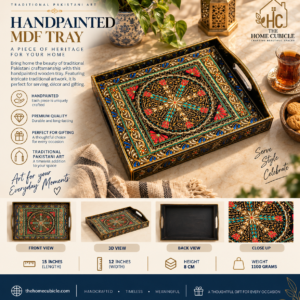 Handpainted Wooden Tray – MDF Rustic Serving Tray for a traditional table decor 15x12 inch