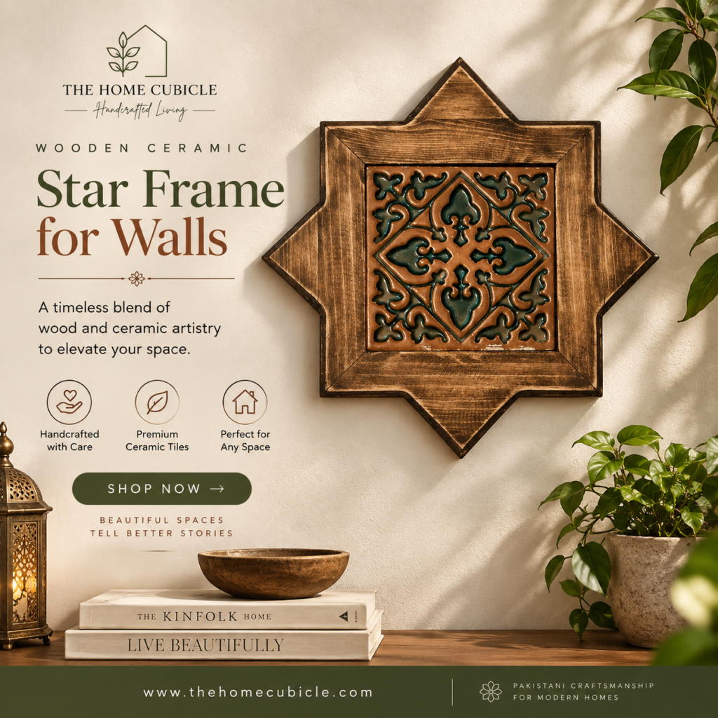 Hand crafted wooden ceramic wall frame for wall decor and home decor